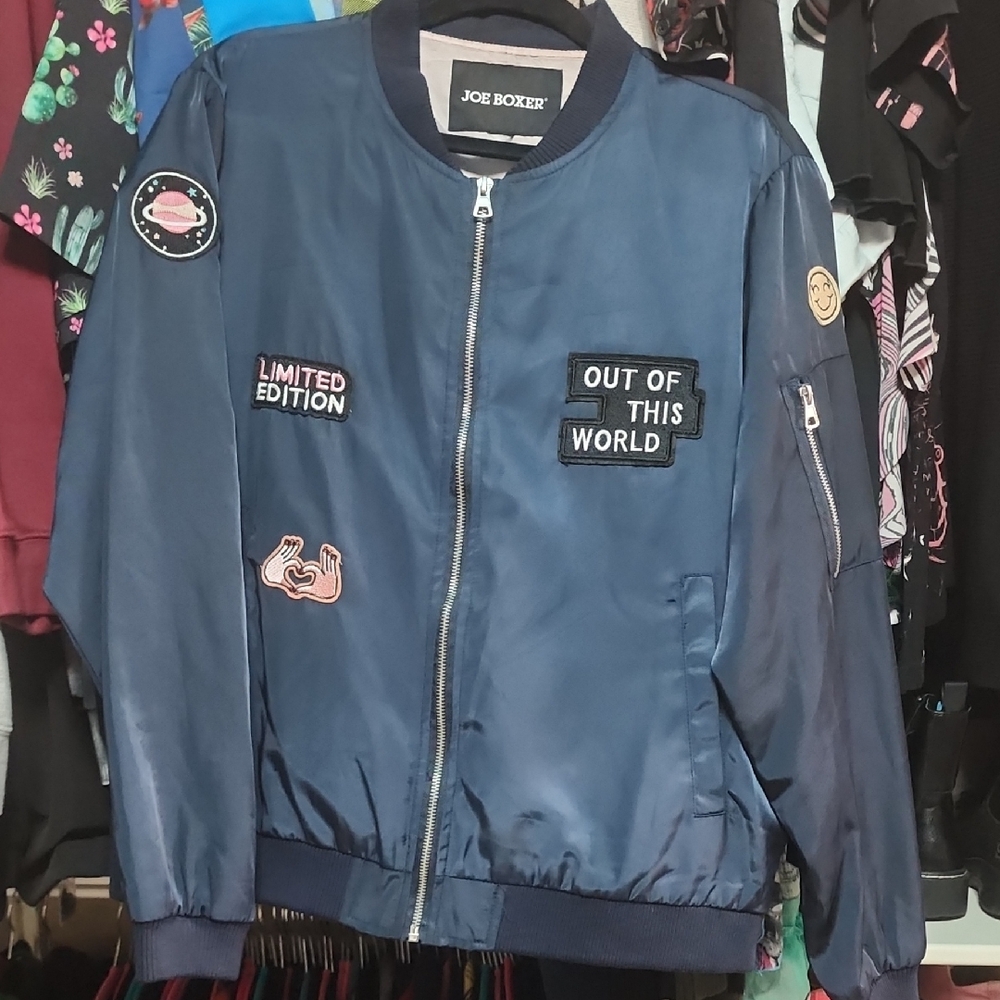Joe Boxer Navy Bomber Jacket with Patches